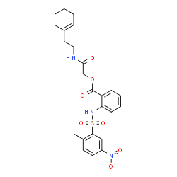 ChemSpider 2D Image | 2-{[2-(1-Cyclohexen-1-yl)ethyl]amino}-2-oxoethyl 2-{[(2-methyl-5-nitrophenyl)sulfonyl]amino}benzoate | C24H27N3O7S
