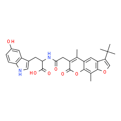 ChemSpider 2D Image | N-{[5,9-Dimethyl-3-(2-methyl-2-propanyl)-7-oxo-7H-furo[3,2-g]chromen-6-yl]acetyl}-5-hydroxytryptophan | C30H30N2O7