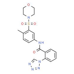 ChemSpider 2D Image | N-[4-Methyl-3-(4-morpholinylsulfonyl)phenyl]-2-(1H-tetrazol-1-yl)benzamide | C19H20N6O4S