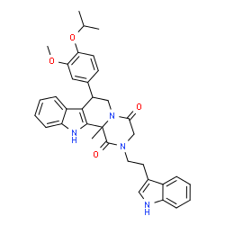 ChemSpider 2D Image | 2-[2-(1H-Indol-3-yl)ethyl]-7-(4-isopropoxy-3-methoxyphenyl)-12b-methyl-2,3,6,7,12,12b-hexahydropyrazino[1',2':1,2]pyrido[3,4-b]indole-1,4-dione | C35H36N4O4