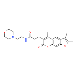 ChemSpider 2D Image | N-[2-(4-Morpholinyl)ethyl]-3-(2,3,5-trimethyl-7-oxo-7H-furo[3,2-g]chromen-6-yl)propanamide | C23H28N2O5