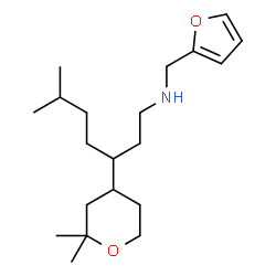 ChemSpider 2D Image | 3-(2,2-Dimethyltetrahydro-2H-pyran-4-yl)-N-(2-furylmethyl)-6-methyl-1-heptanamine | C20H35NO2