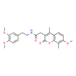 ChemSpider 2D Image | N-[2-(3,4-Dimethoxyphenyl)ethyl]-2-(7-methoxy-4,8-dimethyl-2-oxo-2H-chromen-3-yl)acetamide | C24H27NO6