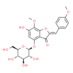 ChemSpider 2D Image | (2Z)-6-Hydroxy-7-methoxy-2-(4-methoxybenzylidene)-3-oxo-2,3-dihydro-1-benzofuran-4-yl beta-D-glucopyranoside | C23H24O11