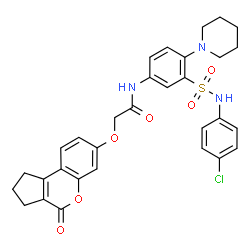 ChemSpider 2D Image | N-{3-[(4-Chlorophenyl)sulfamoyl]-4-(1-piperidinyl)phenyl}-2-[(4-oxo-1,2,3,4-tetrahydrocyclopenta[c]chromen-7-yl)oxy]acetamide | C31H30ClN3O6S