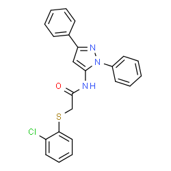 ChemSpider 2D Image | 2-[(2-Chlorophenyl)sulfanyl]-N-(1,3-diphenyl-1H-pyrazol-5-yl)acetamide | C23H18ClN3OS