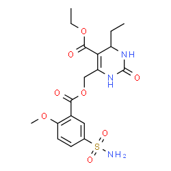 ChemSpider 2D Image | Ethyl 4-ethyl-6-{[(2-methoxy-5-sulfamoylbenzoyl)oxy]methyl}-2-oxo-1,2,3,4-tetrahydro-5-pyrimidinecarboxylate | C18H23N3O8S