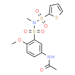 ChemSpider 2D Image | N-{4-Methoxy-3-[methyl(2-thienylsulfonyl)sulfamoyl]phenyl}acetamide | C14H16N2O6S3