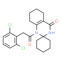 ChemSpider 2D Image | 1'-[(2,6-Dichlorophenyl)acetyl]-5',6',7',8'-tetrahydro-1'H-spiro[cyclohexane-1,2'-quinazolin]-4'(3'H)-one | C21H24Cl2N2O2
