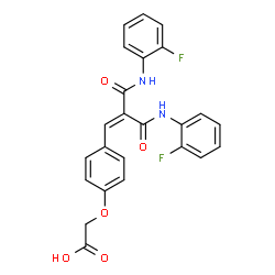 ChemSpider 2D Image | (4-{3-[(2-Fluorophenyl)amino]-2-[(2-fluorophenyl)carbamoyl]-3-oxo-1-propen-1-yl}phenoxy)acetic acid | C24H18F2N2O5
