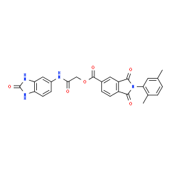 ChemSpider 2D Image | 2-Oxo-2-[(2-oxo-2,3-dihydro-1H-benzimidazol-5-yl)amino]ethyl 2-(2,5-dimethylphenyl)-1,3-dioxo-5-isoindolinecarboxylate | C26H20N4O6