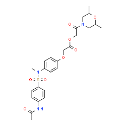ChemSpider 2D Image | 2-(2,6-Dimethyl-4-morpholinyl)-2-oxoethyl (4-{[(4-acetamidophenyl)sulfonyl](methyl)amino}phenoxy)acetate | C25H31N3O8S