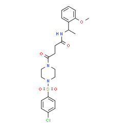 ChemSpider 2D Image | 4-{4-[(4-Chlorophenyl)sulfonyl]-1-piperazinyl}-N-[1-(2-methoxyphenyl)ethyl]-4-oxobutanamide | C23H28ClN3O5S