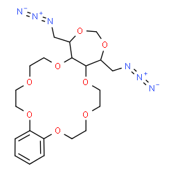 ChemSpider 2D Image | 1,5-Bis(azidomethyl)-1,5,5a,7,8,10,11,18,19,21,22,23a-dodecahydro[1,3]dioxepino[5,6-h][1,4,7,10,13,16]benzohexaoxacyclooctadecine | C21H30N6O8