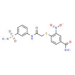 ChemSpider 2D Image | 3-Nitro-4-({2-oxo-2-[(3-sulfamoylphenyl)amino]ethyl}sulfanyl)benzamide | C15H14N4O6S2