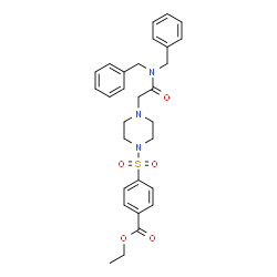 ChemSpider 2D Image | Ethyl 4-({4-[2-(dibenzylamino)-2-oxoethyl]-1-piperazinyl}sulfonyl)benzoate | C29H33N3O5S