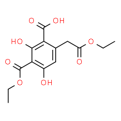 ChemSpider 2D Image | 3-(Ethoxycarbonyl)-6-(2-ethoxy-2-oxoethyl)-2,4-dihydroxybenzoic acid | C14H16O8