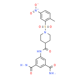 ChemSpider 2D Image | 5-[({1-[(2-Methyl-5-nitrophenyl)sulfonyl]-4-piperidinyl}carbonyl)amino]isophthalamide | C21H23N5O7S