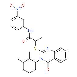 ChemSpider 2D Image | 2-{[3-(2,3-Dimethylcyclohexyl)-4-oxo-3,4-dihydro-2-quinazolinyl]sulfanyl}-N-(3-nitrophenyl)propanamide | C25H28N4O4S