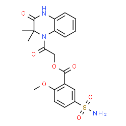 ChemSpider 2D Image | 2-(2,2-Dimethyl-3-oxo-3,4-dihydro-1(2H)-quinoxalinyl)-2-oxoethyl 2-methoxy-5-sulfamoylbenzoate | C20H21N3O7S