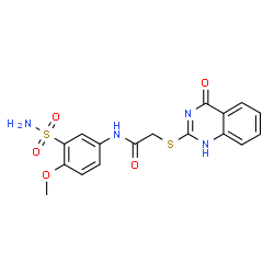 ChemSpider 2D Image | N-(4-Methoxy-3-sulfamoylphenyl)-2-[(4-oxo-1,4-dihydro-2-quinazolinyl)sulfanyl]acetamide | C17H16N4O5S2