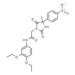 ChemSpider 2D Image | N-(3,4-Diethoxyphenyl)-2-[4-methyl-4-(4-nitrophenyl)-2,5-dioxo-1-imidazolidinyl]acetamide | C22H24N4O7