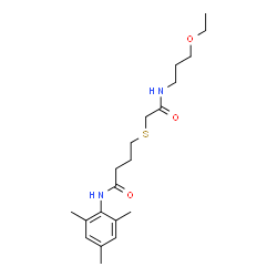 ChemSpider 2D Image | 4-({2-[(3-Ethoxypropyl)amino]-2-oxoethyl}sulfanyl)-N-mesitylbutanamide | C20H32N2O3S
