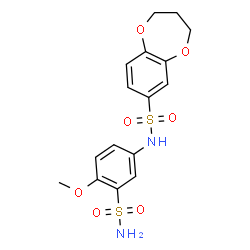 ChemSpider 2D Image | N-(4-Methoxy-3-sulfamoylphenyl)-3,4-dihydro-2H-1,5-benzodioxepine-7-sulfonamide | C16H18N2O7S2