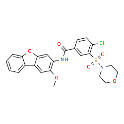 ChemSpider 2D Image | 4-Chloro-N-(2-methoxydibenzo[b,d]furan-3-yl)-3-(4-morpholinylsulfonyl)benzamide | C24H21ClN2O6S