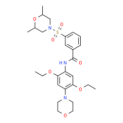 ChemSpider 2D Image | N-[2,5-Diethoxy-4-(4-morpholinyl)phenyl]-3-[(2,6-dimethyl-4-morpholinyl)sulfonyl]benzamide | C27H37N3O7S