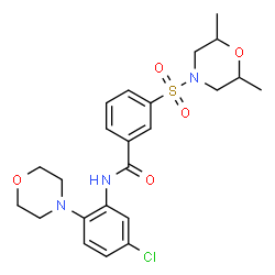 ChemSpider 2D Image | N-[5-Chloro-2-(4-morpholinyl)phenyl]-3-[(2,6-dimethyl-4-morpholinyl)sulfonyl]benzamide | C23H28ClN3O5S