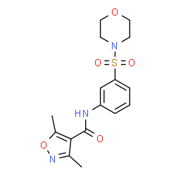 ChemSpider 2D Image | 3,5-Dimethyl-N-[3-(4-morpholinylsulfonyl)phenyl]-1,2-oxazole-4-carboxamide | C16H19N3O5S