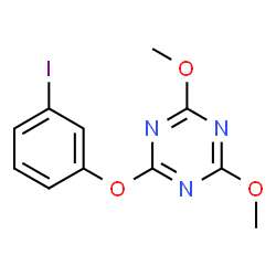ChemSpider 2D Image | 2-(3-Iodophenoxy)-4,6-dimethoxy-1,3,5-triazine | C11H10IN3O3