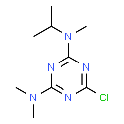 ChemSpider 2D Image | 6-Chloro-N-isopropyl-N,N',N'-trimethyl-1,3,5-triazine-2,4-diamine | C9H16ClN5