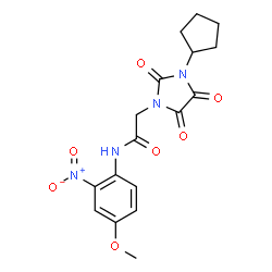 ChemSpider 2D Image | 2-(3-Cyclopentyl-2,4,5-trioxo-1-imidazolidinyl)-N-(4-methoxy-2-nitrophenyl)acetamide | C17H18N4O7