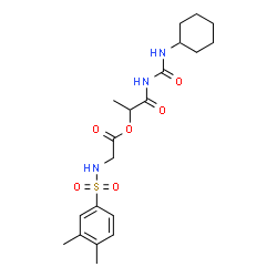ChemSpider 2D Image | 1-[(Cyclohexylcarbamoyl)amino]-1-oxo-2-propanyl N-[(3,4-dimethylphenyl)sulfonyl]glycinate | C20H29N3O6S