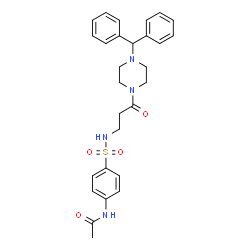 ChemSpider 2D Image | N-[4-({3-[4-(Diphenylmethyl)-1-piperazinyl]-3-oxopropyl}sulfamoyl)phenyl]acetamide | C28H32N4O4S