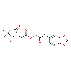 ChemSpider 2D Image | 2-(1,3-Benzodioxol-5-ylamino)-2-oxoethyl (4,4-dimethyl-2,5-dioxo-1-imidazolidinyl)acetate | C16H17N3O7