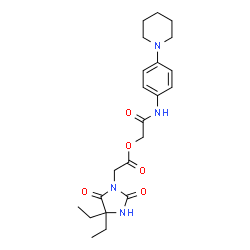 ChemSpider 2D Image | 2-Oxo-2-{[4-(1-piperidinyl)phenyl]amino}ethyl (4,4-diethyl-2,5-dioxo-1-imidazolidinyl)acetate | C22H30N4O5