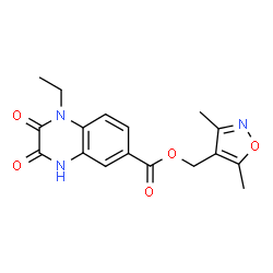 ChemSpider 2D Image | (3,5-Dimethyl-1,2-oxazol-4-yl)methyl 1-ethyl-2,3-dioxo-1,2,3,4-tetrahydro-6-quinoxalinecarboxylate | C17H17N3O5