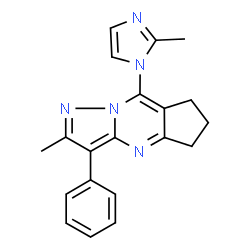 ChemSpider 2D Image | 2-Methyl-8-(2-methyl-imidazol-1-yl)-3-phenyl-6,7-dihydro-5H-cyclopenta[d]pyrazolo[1,5-a]pyrimidine | C20H19N5
