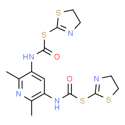 ChemSpider 2D Image | S,S'-Di(4,5-dihydro-1,3-thiazol-2-yl) (2,6-dimethyl-3,5-pyridinediyl)biscarbamothioate | C15H17N5O2S4