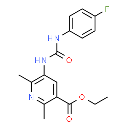 ChemSpider 2D Image | Ethyl 5-{[(4-fluorophenyl)carbamoyl]amino}-2,6-dimethylnicotinate | C17H18FN3O3