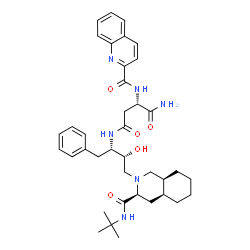 ChemSpider 2D Image | N~4~-{(2S,3R)-3-Hydroxy-4-[(3S,4aS,8aS)-3-[(2-methyl-2-propanyl)carbamoyl]octahydro-2(1H)-isoquinolinyl]-1-phenyl-2-butanyl}-N~2~-(2-quinolinylcarbonyl)-L-aspartamide | C38H50N6O5