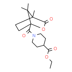 ChemSpider 2D Image | Ethyl 1-[(4,7,7-trimethyl-3-oxo-2-oxabicyclo[2.2.1]hept-1-yl)carbonyl]-4-piperidinecarboxylate | C18H27NO5