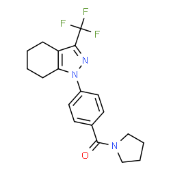 ChemSpider 2D Image | 1-[4-(1-Pyrrolidinylcarbonyl)phenyl]-3-(Trifluoromethyl)-4,5,6,7-Tetrahydro-1h-Indazole | C19H20F3N3O