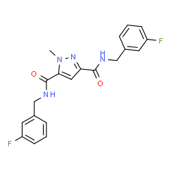 ChemSpider 2D Image | N,N'-Bis(3-fluorobenzyl)-1-methyl-1H-pyrazole-3,5-dicarboxamide | C20H18F2N4O2