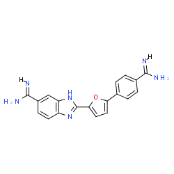 ChemSpider 2D Image | 2-(5-amidino-2-benzimidazolyl)-5-(4-amidinophenyl)furan | C19H16N6O