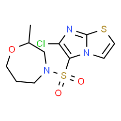ChemSpider 2D Image | 6-Chloro-5-[(2-methyl-1,4-oxazepan-4-yl)sulfonyl]imidazo[2,1-b][1,3]thiazole | C11H14ClN3O3S2