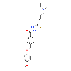 ChemSpider 2D Image | N-[3-(Diethylamino)propyl]-2-{4-[(4-methoxyphenoxy)methyl]benzoyl}hydrazinecarbothioamide | C23H32N4O3S